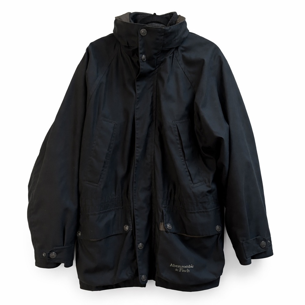 Abercrombie & Fitch 2-in-1 hooded Jacket Removable Fleece Liner Black Men’s XXL